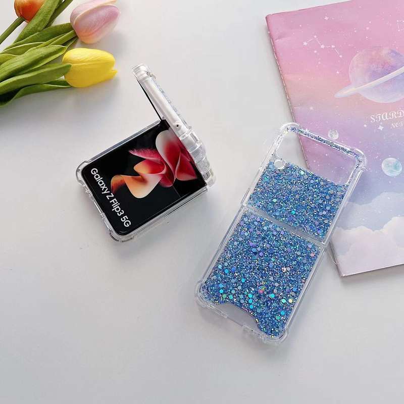 For Samsung Galaxy Z Flip4 Glitter Sequins Epoxy TPU Phone Case(Gold)