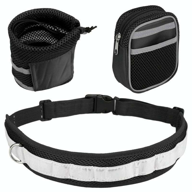 Dog Running Reflective Adjustable Belt Traction Rope with Small Bag, Specification:4-Piece Set(Red)