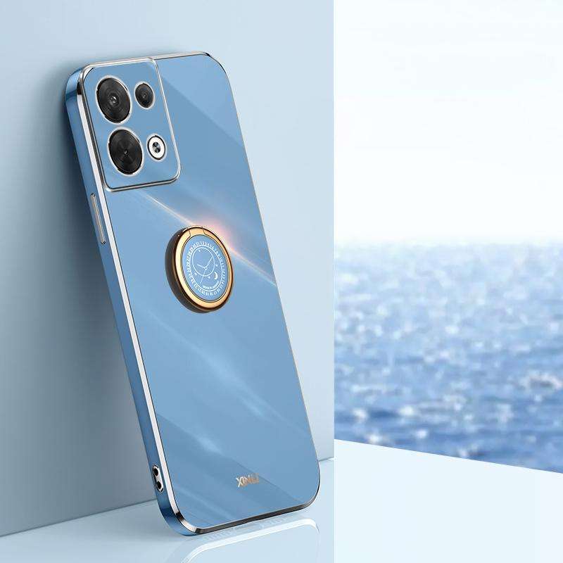 For OPPO Reno8 Pro XINLI Straight Edge 6D Electroplate TPU Phone Case with Ring Holder(Celestial ...
