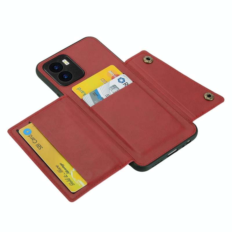 For vivo Y16 Double Buckle Magnetic Phone Case(Red)
