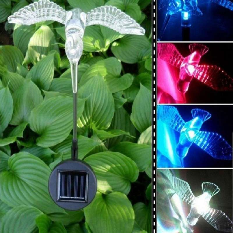 A106 3 PCS Colorful Light LED Solar Power Lamp, Bird Dragonfly Butterfly Pattern Outdoor Garden L...