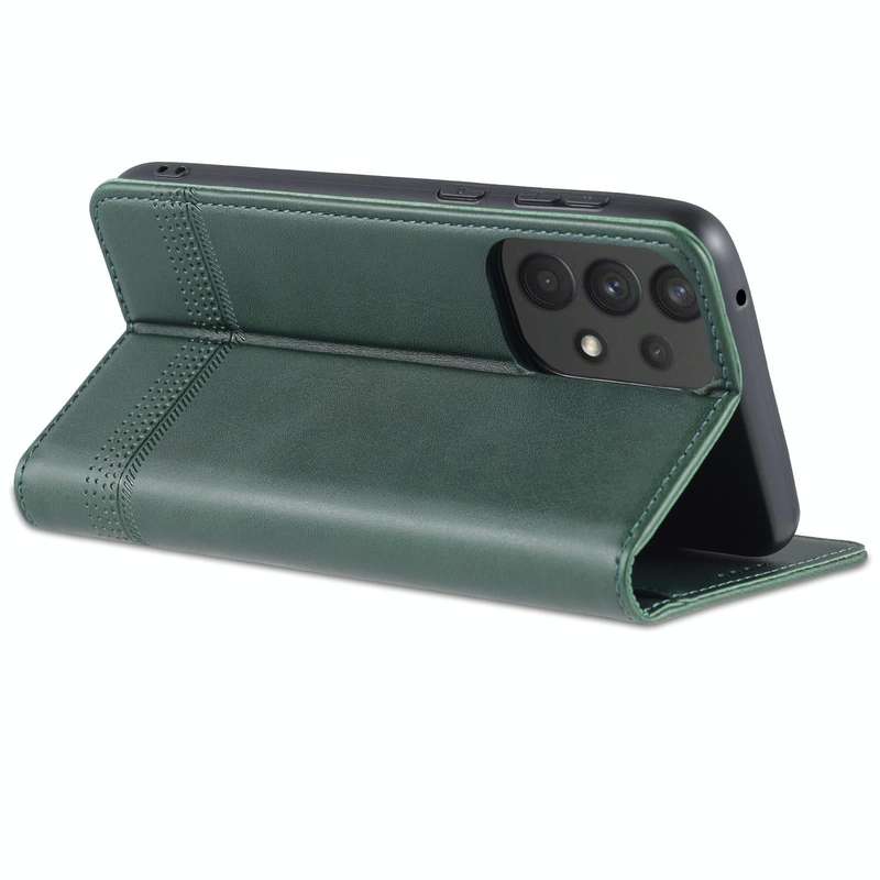 For Samsung Galaxy A33 5G AZNS Magnetic Calf Texture Horizontal Flip Leather Phone Case(Dark Green)