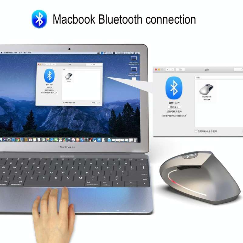 HXSJ T29 Bluetooth 3.0 Wireless Bluetooth 6-Keys 2400 DPI Adjustable Ergonomics Optical Vertical ...