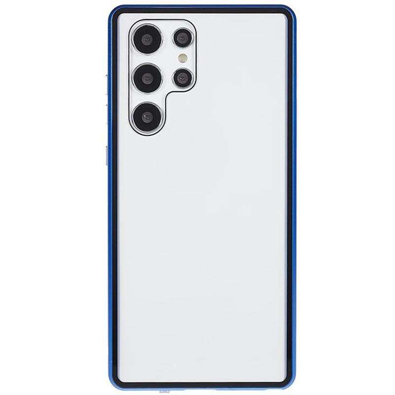 For Samsung Galaxy S22 Ultra 5G Anti-peeping Magnetic Double-sided Tempered Glass Phone Case(Blue)