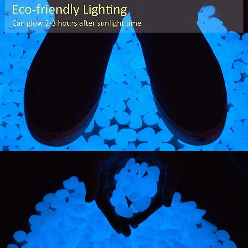 100 PCS Glow in The Dark Garden Pebbles for Walkways & Decoration and Plants Luminous Stones(Blue)