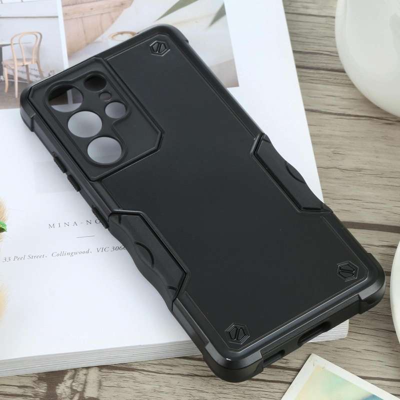 For Samsung Galaxy S21 Ultra 5G Non-slip Armor Phone Case(Black)