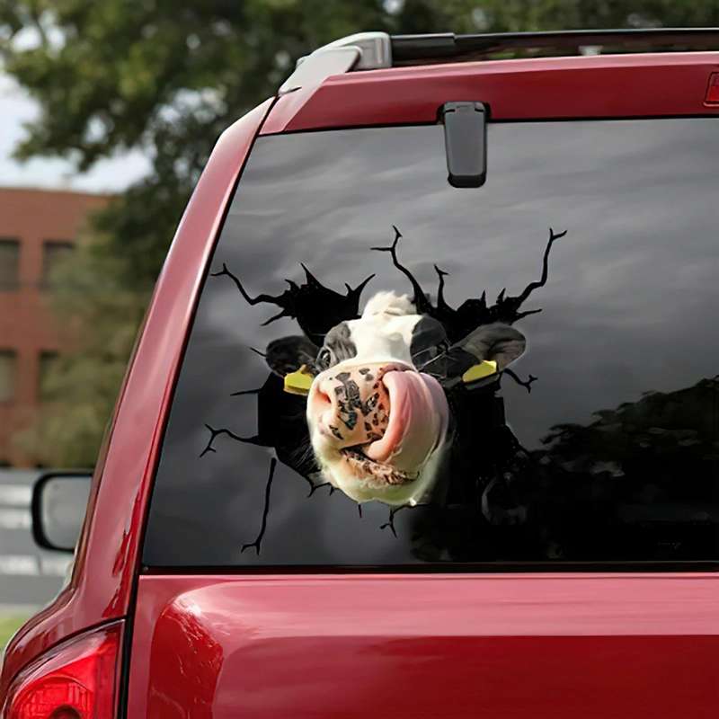 7 PCS Animal Wall Stickers Cattle Head Hoisting Car Window Static Stickers(Cow 01)
