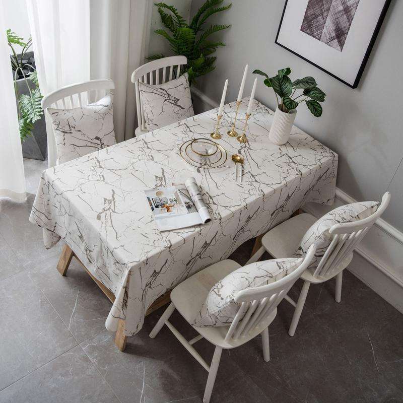 Marble Pattern Minimalist Tablecloth Cover Table Cloth Cotton Linen Dust-proof Cabinet Cloth, Siz...