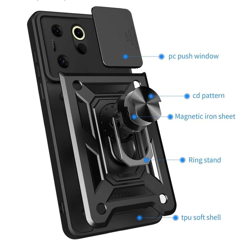 For Tecno Camon 20 Premier Sliding Camera Cover Design TPU+PC Phone Case(Silver)