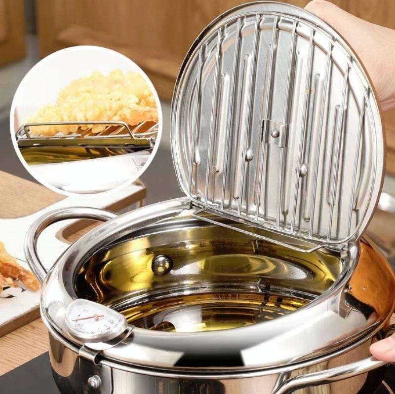 201 Stainless Steel Fryer Pot Household Temperature-controlled Multifunctional Thickening Pot, Si...