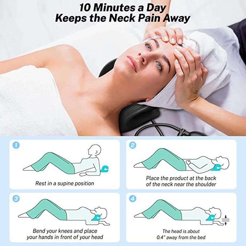 Neck Massage Pillow Shoulder Relaxer Cervical Traction Device with Airbag(Black)