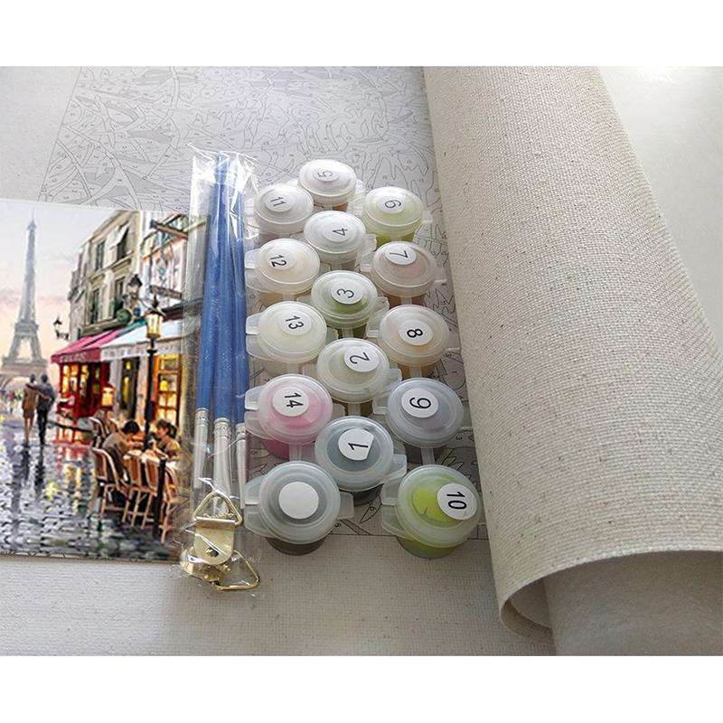 DIY Creative Paint By Numbers Oil Painting Paris Flower Street Art Painting without Framework, Si...