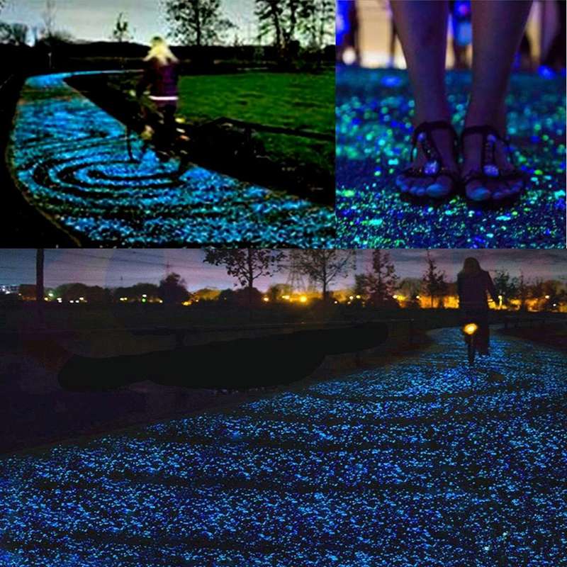 100 PCS Glow in The Dark Garden Pebbles for Walkways & Decoration and Plants Luminous Stones(Blue)