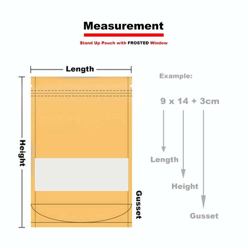 50 PCS Zipper Self Sealing Kraft Paper Bag with Window Stand Up for Gifts/Food/Candy/Tea/Party/We...
