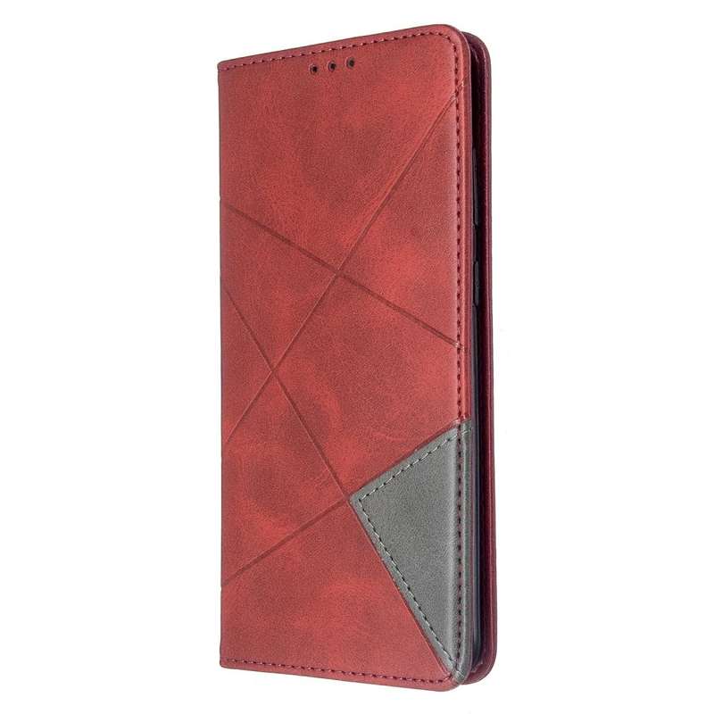 For Galaxy S20+ Rhombus Texture Horizontal Flip Magnetic Leather Case with Holder & Card Slots(Red)