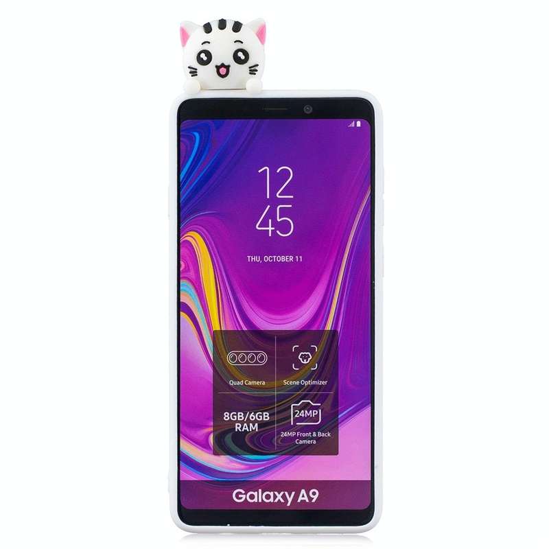 For Galaxy A9 (2018) Shockproof Cartoon TPU Protective Case(Cat)