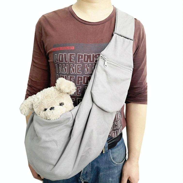Pet Carrying Rucksack Shoulder Strap Adjustable Pet Outing Diagonal Bag(Gray)