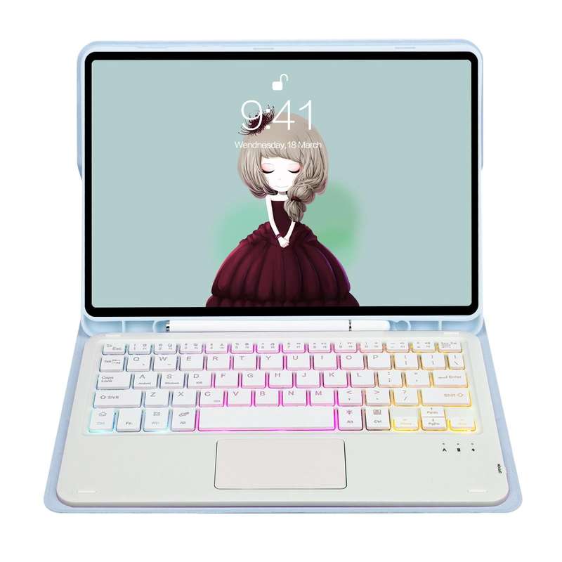 For Samsung Galaxy Tab S6 Lite A610B-AS Candy Color Backlight Bluetooth Keyboard Leather Tablet C...