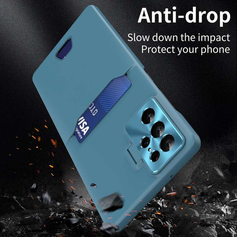 For Samsung Galaxy S23 Ultra 5G Pure Color Invisible Lens Holder Phone Case(Lake Blue)