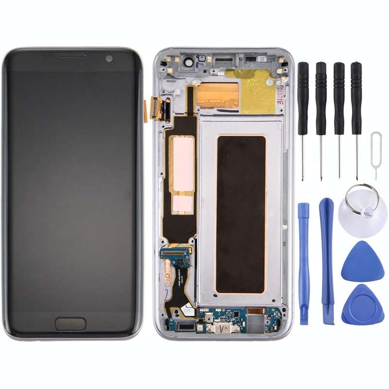 Original LCD Screen and Digitizer Full Assembly with Frame & Charging Port Board & Volume Button ...