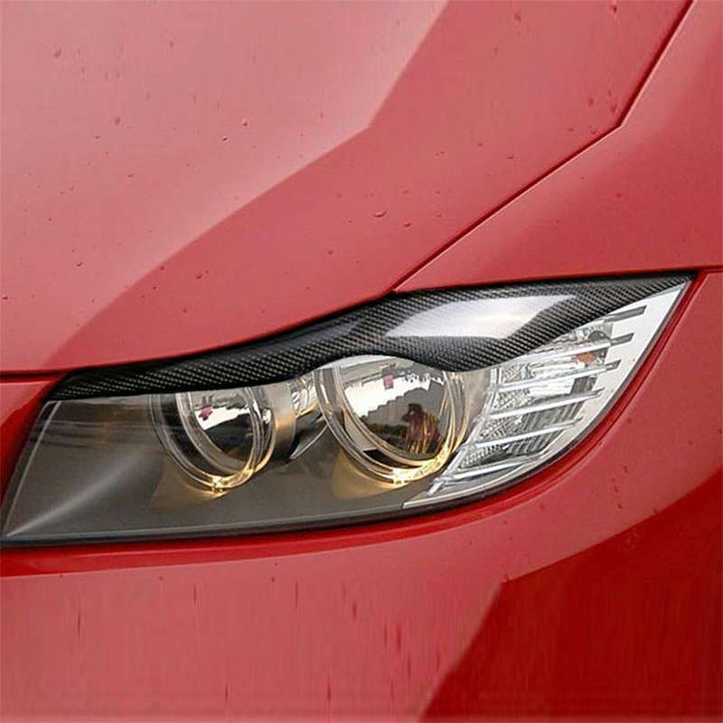 1 Pairs Carbon Fiber Car Lamp Eyebrow Decorative Sticker for BMW E90 / 318i / 320i / 325i 2005-20...