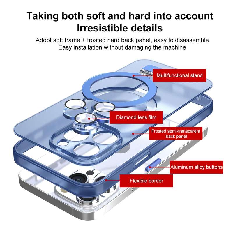 For iPhone 13 MagSafe Holder PC Hybrid TPU Phone Case(Black)