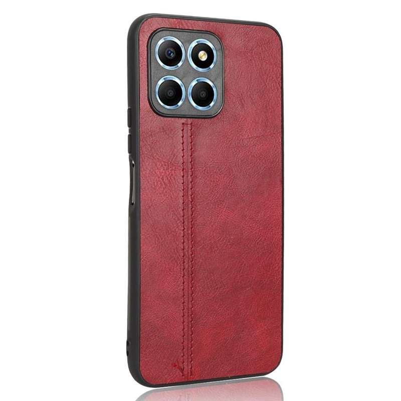 For Honor X8 5G/X6 5G/Play6C Sewing Cow Pattern Skin PC + PU + TPU Phone Case(Red)