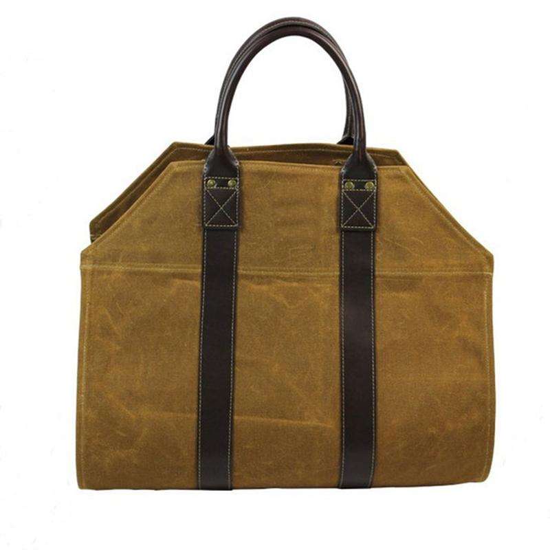 Outdoor Large Capacity Canvas Logging Package Firewood Storage Bag(Khaki)
