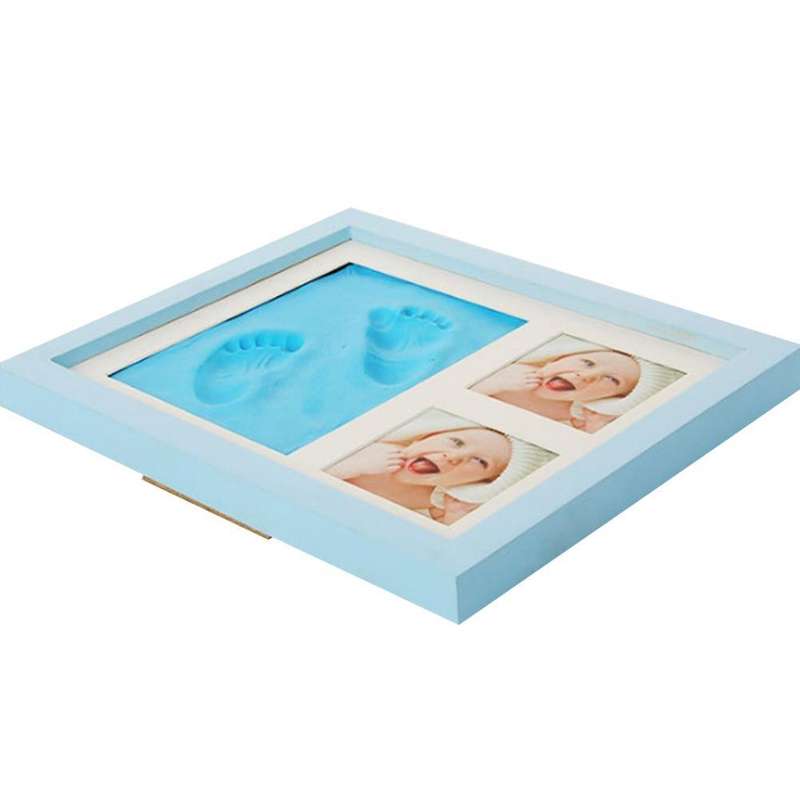 Baby Hand Foot Print Mold Maker Solid Wooden Photo Frame With Cover Fingerprint Mud Set(White)