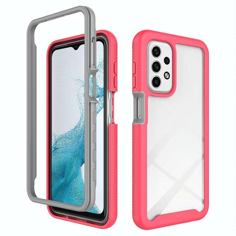 For Samsung Galaxy A23 4G Starry Sky Solid Color Series Shockproof PC + TPU Phone Case(Frosted Pink)