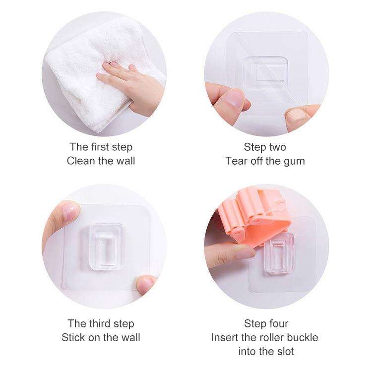 Mop Holder Wall Mounted Organizer Holder Household Kitchen Bathroom Adhesive Storage Broom Hanger...