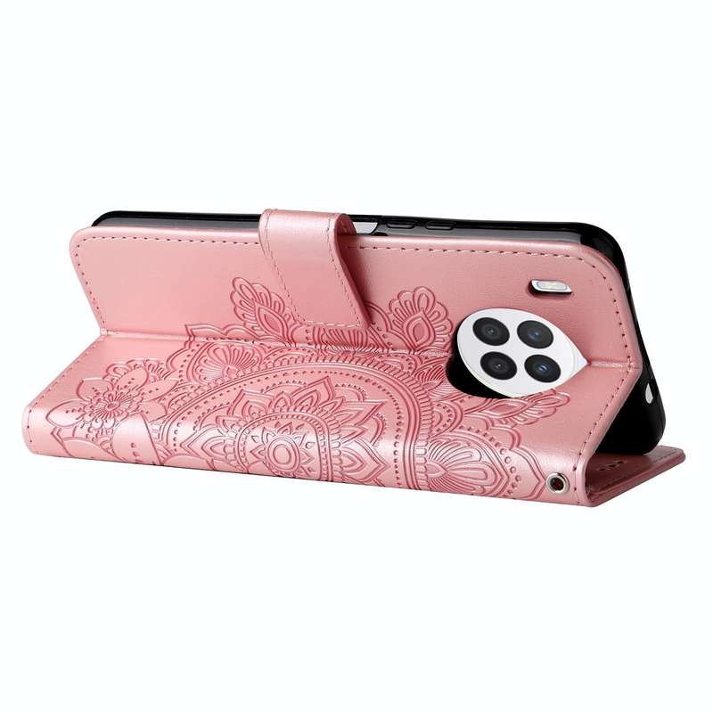 For Huawei nova 8i / Honor 50 Lite 7-petal Flowers Embossed Flip Leather Phone Case with Holder &...