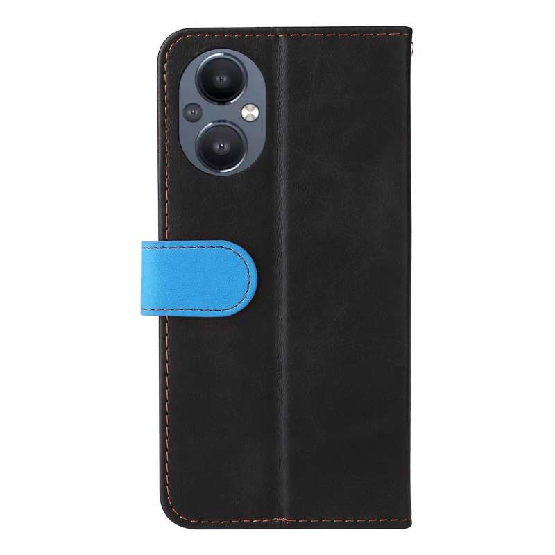 For OPPO Reno7 Z 5G / A96 5G Stitching-Color Flip Leather Phone Case(Blue)