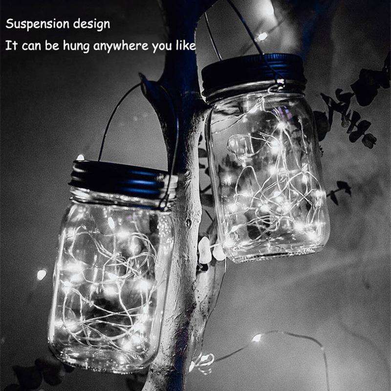 20 LEDs Solar Energy Mason Bottle Cap Pendent Lamp Outdoor Decoration Garden Light, Not Include B...