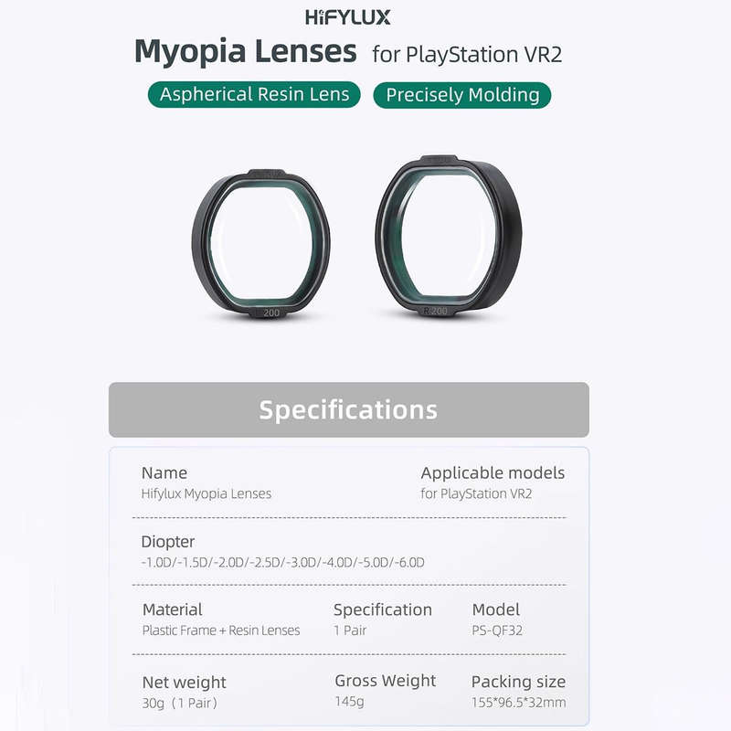 For PlayStation VR2 Hifylux Myopia Glasses Aspherical Resin Lens(-2.5D)