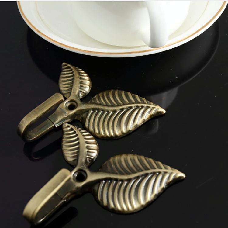 2 PCS Iron Leaf Shaped Curtain Tie Wall Hooks Home Decor(Green Patina)