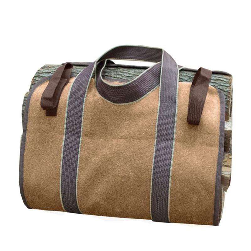 Outdoor Large Capacity Canvas Logging Package Firewood Storage Bag(Khaki)