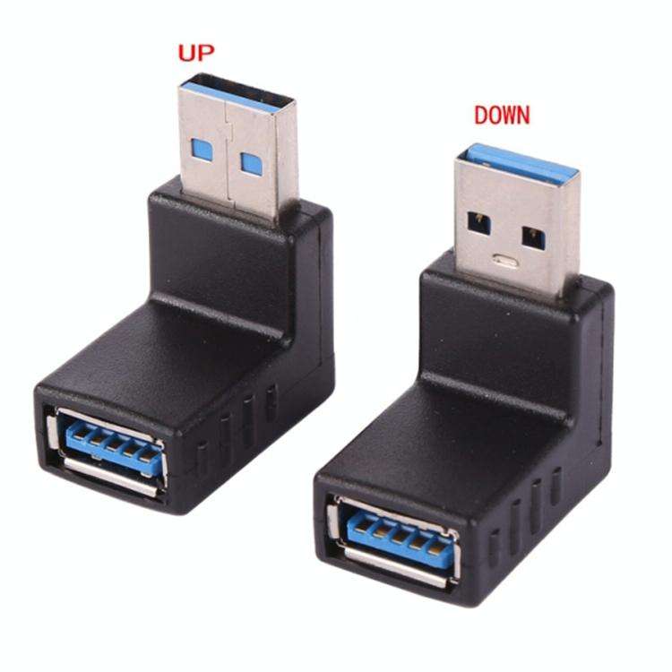 2 PCS L-Shaped USB 3.0 Male to Female 90 Degree Angle Plug Extension Cable Connector Converter Ad...