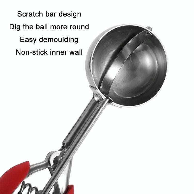 304 Stainless Steel Silicone Handle Ice Cream Scoop, Diameter 6cm