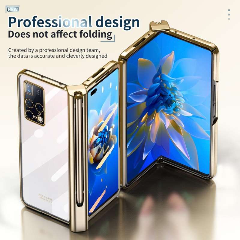 For Huawei Mate X2 Electroplating Hinge Phone Case with Stylus(Gold)