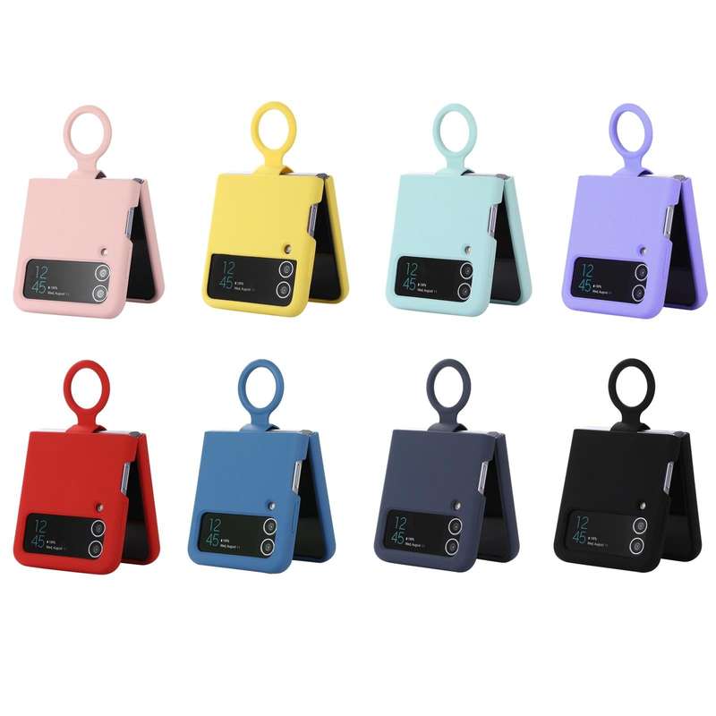 For Samsung Galaxy Flip 4 Silicone Integrated Ring Buckle Phone Case(Sky Blue)