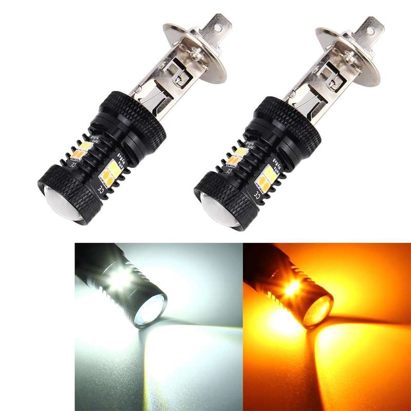 2 PCS Super Bright H1 DC 12V 5W 350LM Auto Car Fog Light with 16 SMD-3030 LED Bulbs Lamp, White +...