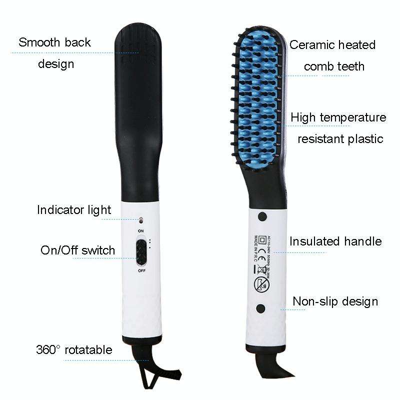 Mini Men Electrical Beard Styling Comb Beard Straightener, Plugs: US Plug (Gold)