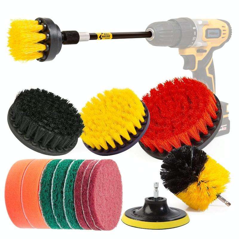15 in 1 Floor Wall Window Glass Cleaning Descaling Electric Drill Brush Head Set, Random Color De...