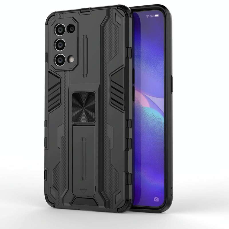 For OPPO Reno5 5G / 4G Supersonic PC + TPU Shock-proof Protective Case with Holder(Black)