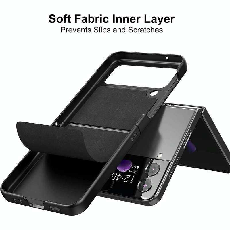 For Samsung Galaxy Z Flip4 Lambskin Texture Leather Folded Phone Case(Black)