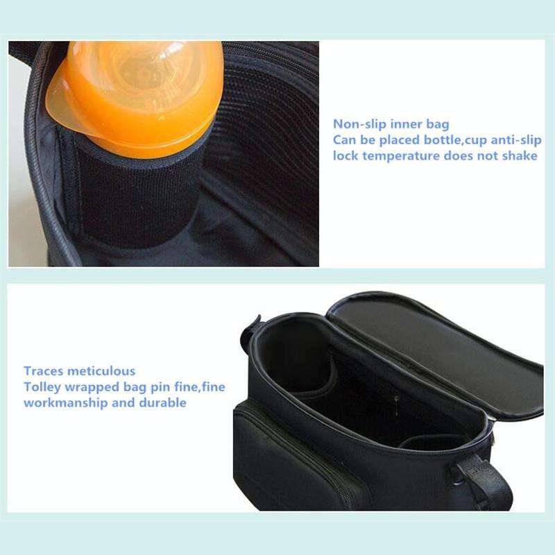 Baby Stroller Bag Mummy Bag Stroller Accessories Hanging Bag(Black)