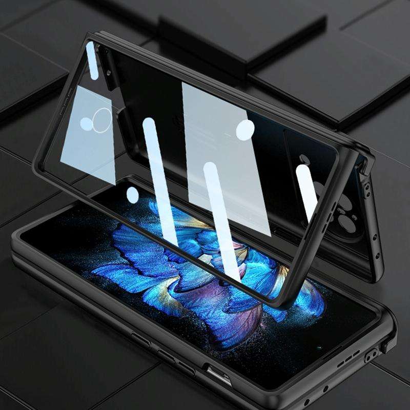 For vivo X Fold GKK Magnetic Hinge Flip Leather Phone Case with Holder(Black)