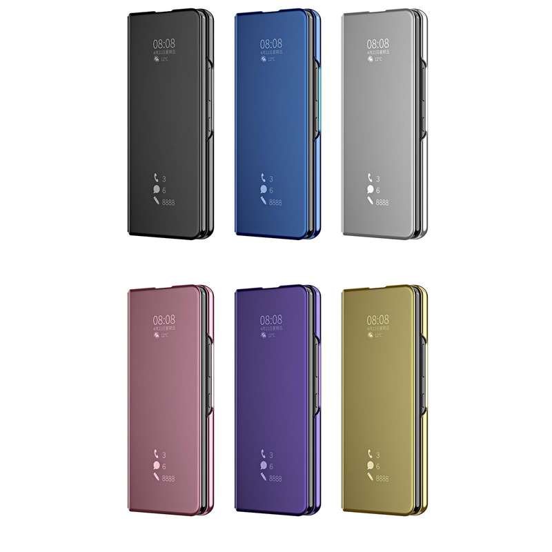 For Samsung Galaxy Z Fold3 Accurate Hole Horizontal Flip Mirror Shockproof Phone Case(Gold)