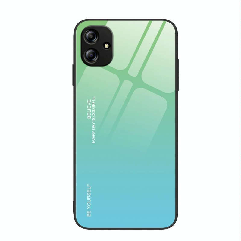For Samsung Galaxy A04e Gradient Color Glass Phone Case(Green Cyan)